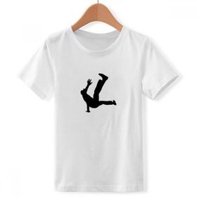DIYthinker S Beyaz Erkek Çocuk Jumping Dancer Hip Hop Bisiklet Yaka Tişört