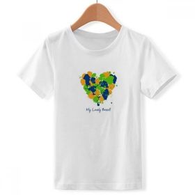 DIYthinker S Beyaz Erkek Çocuk Kalp Şekilli My Lovely Brazil Brezilya Bisiklet Yaka Tişört