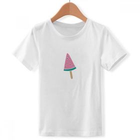 DIYthinker S Beyaz Erkek Çocuk Karpuz Pembe Tatlı Dondurma Popsicle Bisiklet Yaka Tişört