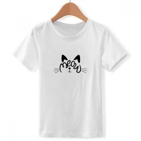 DIYthinker S Beyaz Erkek Çocuk Kedi Meow Alıntı DIY Tasarım Bisiklet Yaka Tişört