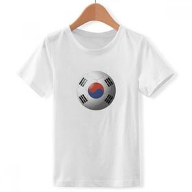 DIYthinker S Beyaz Erkek Çocuk Kore Ulusal Bayrağı Futbol Futbol Bisiklet Yaka Tişört
