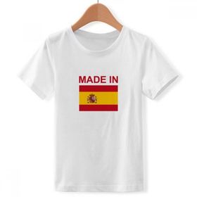 DIYthinker S Beyaz Erkek Çocuk Made in Spain Country Love Bisiklet Yaka Tişört