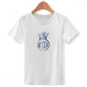 DIYthinker S Beyaz Erkek Çocuk Mavi Futbol Şampiyonası Madalyonu Bisiklet Yaka Tişört