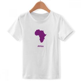 DIYthinker S Beyaz Erkek Çocuk Mor Afrika İllüstrasyon Haritası Deseni Bisiklet Yaka Tişört