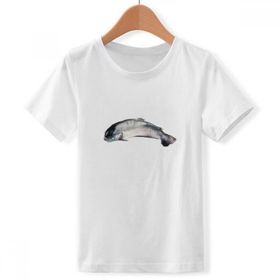DIYthinker S Beyaz Erkek Çocuk Ocean Fish Alive Activity Curly Bisiklet Yaka Tişört