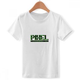 DIYthinker S beyaz Erkek Çocuk Pihel Tipografi 3. Pixel Crew yaka tişört