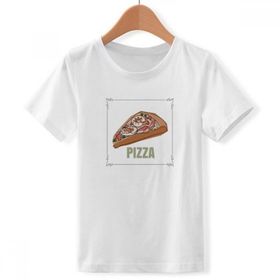 DIYthinker S Beyaz Erkek Çocuk Pizza Dilimi İtalya Deniz Yemi Bisiklet Yaka Tişört