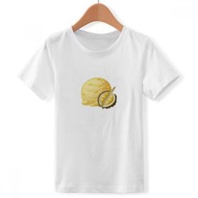 DIYthinker S Beyaz Erkek Çocuk Sarı Durian Dondurma Topu Popsicles Bisiklet Yaka Tişört