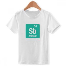 DIYthinker S Beyaz Erkek Çocuk Sb Antimon Kimyasal Element Chem Bisiklet Yaka Tişört