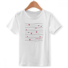 DIYthinker S Beyaz Erkek Çocuk Sevgililer Günü I Love You Line Pembe Kalp Bisiklet Yaka Tişört
