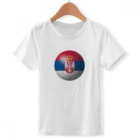 DIYthinker S Beyaz Erkek Çocuk Sırbistan Ulusal Bayrağı Futbol Bisiklet Yaka Tişört