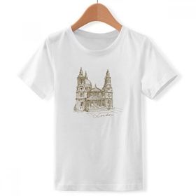 DIYthinker S Beyaz Erkek Çocuk St.Paul's Cathedral İngiltere Londra Bisiklet Yaka Tişört