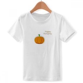 DIYthinker S Beyaz Erkek Çocuk Şükran Günü Desenli Çizgi Film Pumkin Bisiklet Yaka Tişört