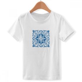 DIYthinker S Beyaz Erkek Çocuk Talavera Dekoratif Desen Ilustration Bisiklet Yaka Tişört