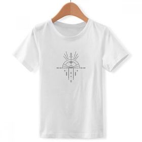 DIYthinker S Beyaz Erkek Çocuk Totem Desenli Geometri Fan Uzaylı Bisiklet Yaka Tişört