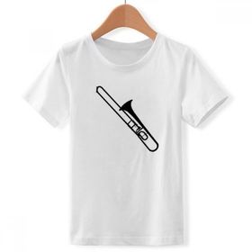 DIYthinker S Beyaz Erkek Çocuk Trombon Klasik Müzik Enstrüman Deseni Bisiklet Yaka Tişört