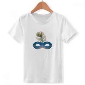 DIYthinker S Beyaz Erkek Çocuk Tüy Mavi Maske Happy Carnival of Venice Bisiklet Yaka Tişört