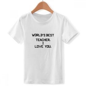 DIYthinker S Beyaz Erkek Çocuk World Best Deskmate I Love You Alıntı Bisiklet Yaka Tişört