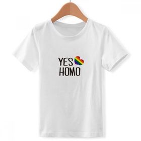 DIYthinker S Beyaz Erkek Çocuk Yes Homo LGBT Gökkuşağı Aşk Bisiklet Yaka Tişört