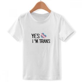 DIYthinker S Beyaz Erkek Çocuk Yes I'm Trans LGBT Destekli Bisiklet Yaka Tişört