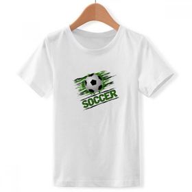 DIYthinker S Beyaz Erkek Çocuk Yeşil Futbol Futbol Yuvarlak Yaka Tişört