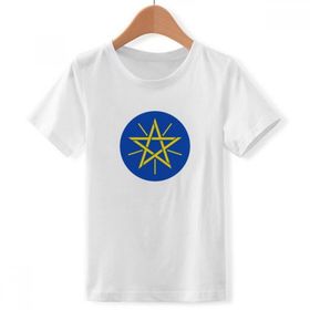 DIYthinker S Beyaz Erkek Erhiopia Afrika Ulusal Amblem Bisiklet Yaka Tişört