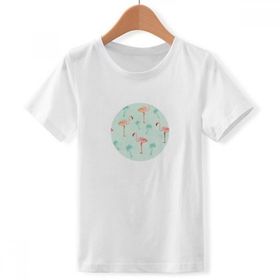 DIYthinker S beyaz Erkek flamingo desenli pembe hayvan Crew yaka tişört
