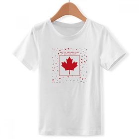 DIYthinker S beyaz Erkek Froh Canada Tag 4. Temmuz Maple yaprak yuvarlak yaka tişört