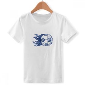 DIYthinker S Beyaz Erkek Futbol Alev Mavi Desenli Futbol Bisiklet Yaka Tişört