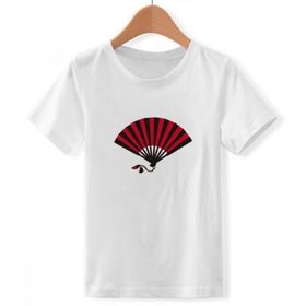 DIYthinker S Beyaz Erkek Japon Kırmızı Siyah Fan Crew Yaka Tişört