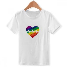DIYthinker S Beyaz Erkek Kalp Electron LGBT Gökkuşağı Crew Boyun Tişört