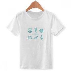DIYthinker S Beyaz Erkek Mavi Hippocampus Denizci Yaşam Deseni Yuvarlak Yaka Tişört