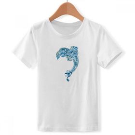 DIYthinker S Beyaz Erkek Mavi Ocean Dolphin Illustrieren Crew Yaka Tişört