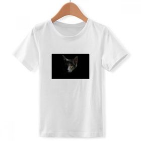 DIYthinker S Beyaz Erkek Siyah Kedi Hayvan Wilde Stare Koyu Crew Boyun Tişört