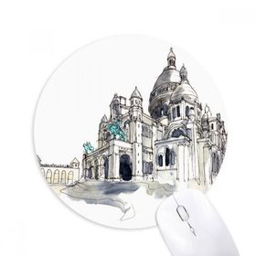 Dıythinker Sacre-Coeur Paris Fransa Baskılı Yuvarlak Kaymaz Kauçuk Mouse Pad