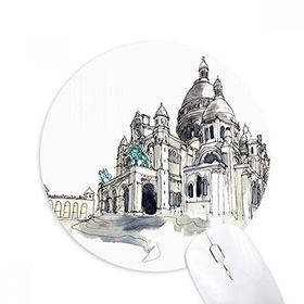 Dıythinker Sacre-Coeur Paris Fransa Baskılı Yuvarlak Kaymaz Kauçuk Mouse Pad