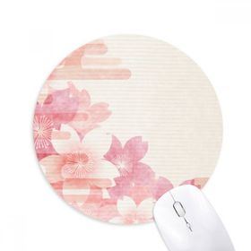 Dıythinker Sakura Çiçek Pembe Desen Japon Baskılı Yuvarlak Kaymaz Kauçuk Mouse Pad