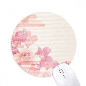 Dıythinker Sakura Çiçek Pembe Desen Japon Baskılı Yuvarlak Kaymaz Kauçuk Mouse Pad