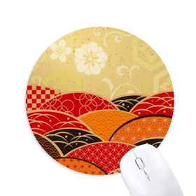 Dıythinker Sakura Geometri Deseni Japon Baskılı Yuvarlak Kaymaz Kauçuk Mouse Pad