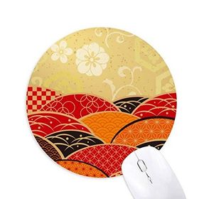 Dıythinker Sakura Geometri Deseni Japon Baskılı Yuvarlak Kaymaz Kauçuk Mouse Pad