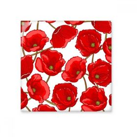 Dıythinker Sanat Boyama Kırmızı Çiçekler Dekorasyon Mısır Gelincik Bespread 15x15 cm Seramik Karo