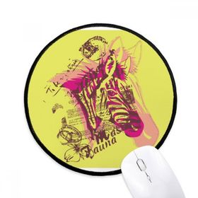Dıythinker Sanat Zebra Çiçek Sarı Pembe Yuvarlak Kaymaz Mouse Pad