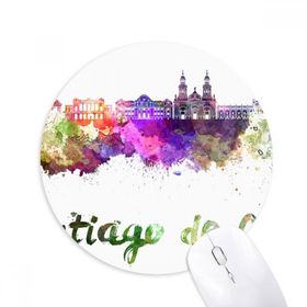 Dıythinker Santiago De Chile City Suluboya Baskılı Yuvarlak Kaymaz Kauçuk Mouse Pad