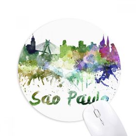 Dıythinker Sao Paula Brezilya Şehir Suluboya Baskılı Yuvarlak Kaymaz Kauçuk Mouse Pad