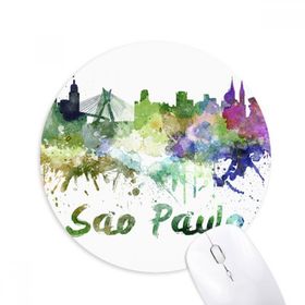 Dıythinker Sao Paula Brezilya Şehir Suluboya Baskılı Yuvarlak Kaymaz Kauçuk Mouse Pad