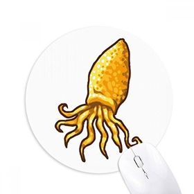 Dıythinker Sarı Ahtapot Deniz Hayatı Desenli Baskılı Yuvarlak Kaymaz Kauçuk Mouse Pad