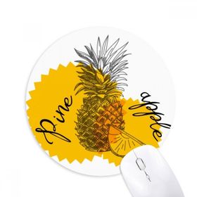 Dıythinker Sarı Ananas Çizim Meyve Baskılı Yuvarlak Kaymaz Kauçuk Mouse Pad