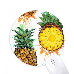 Dıythinker Sarı Ananas Tropik Meyve Baskılı Yuvarlak Kaymaz Kauçuk Mouse Pad