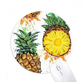 Dıythinker Sarı Ananas Tropik Meyve Baskılı Yuvarlak Kaymaz Kauçuk Mouse Pad