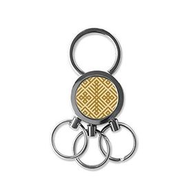 Dıythinker Sarı Bej Eşkenar Dörtgen Kar Tanesi Şekilli Haç Nordik İllüstrasyon Desen Metal Anahtarlık